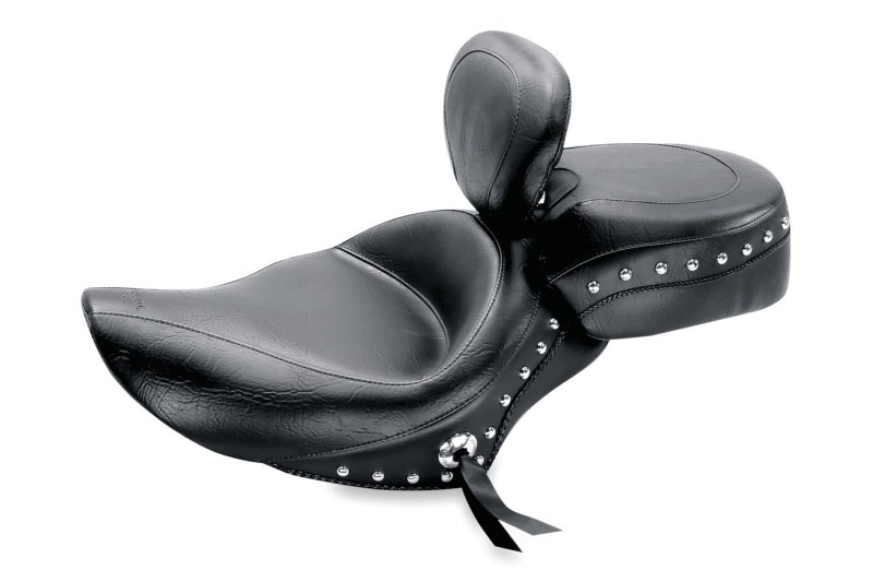Mustang 04-21 Harley Sportster 3.3 Wide Stud Touring Solo Seat w/Driver Backrest - Black - 79439