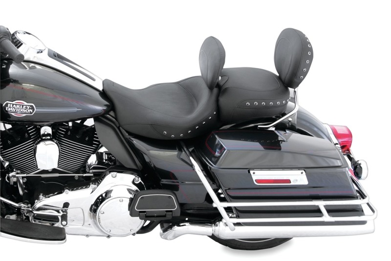 Mustang 08-21 Harley Electra Glide Std,Rd Glide,Rd King,Str Glide Touring Solo Seat Blk Pearls-Black - 79448
