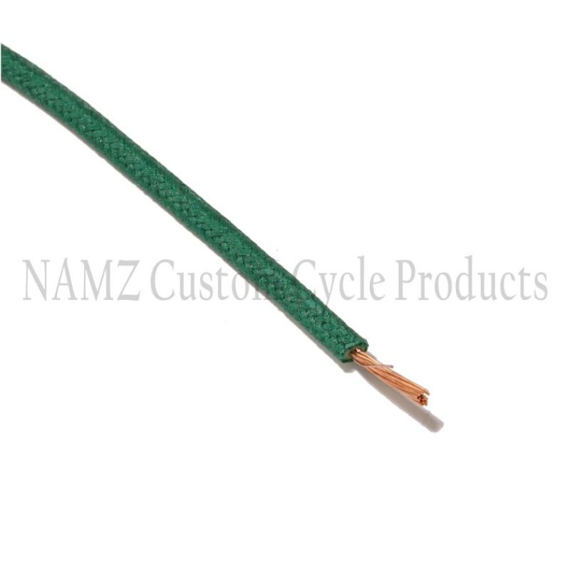 NAMZ OEM Color Cloth-Braided Wire 25ft. Pack 16g - Green - NCBW-8