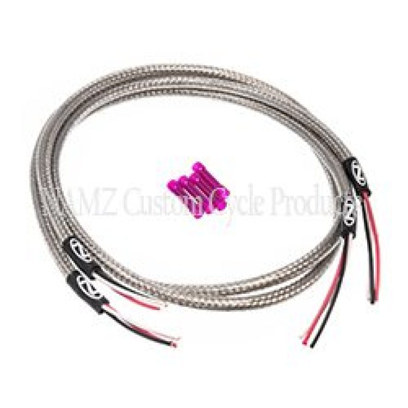 NAMZ Turn Signal Harness 36in. (SS Braided & Clear Coated - For Switch Housing Mounted Signals) - NTSH-3602