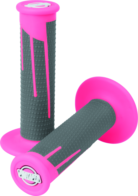 ProTaper Full Diamond Clamp-On Grips - Neon Pink/Dark Gray - 021684