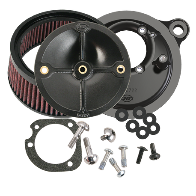 S&S Cycle 08-17 Touring/16-17 Softail Models Stealth Air Cleaner Kit w/o Cover - 170-0301B