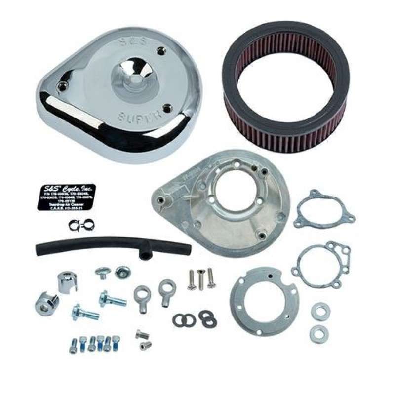 S&S Cycle 08-16 Touring Stock Bore Throttle By Wire Teardrop Air Cleaner Kit - Chrome - 170-0305B
