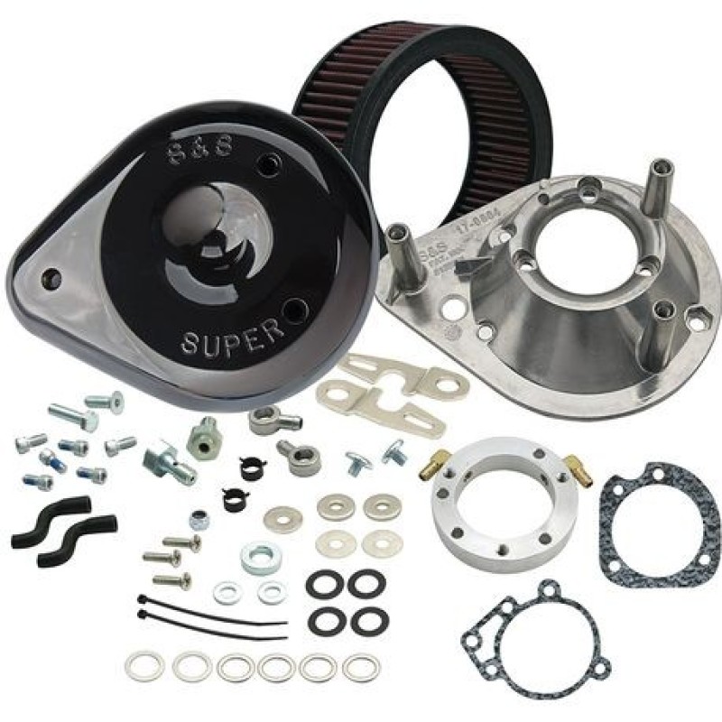 S&S Cycle 08-16 Touring Stock Bore Throttle By Wire Teardrop Air Cleaner Kit - Gloss Black - 170-0312B