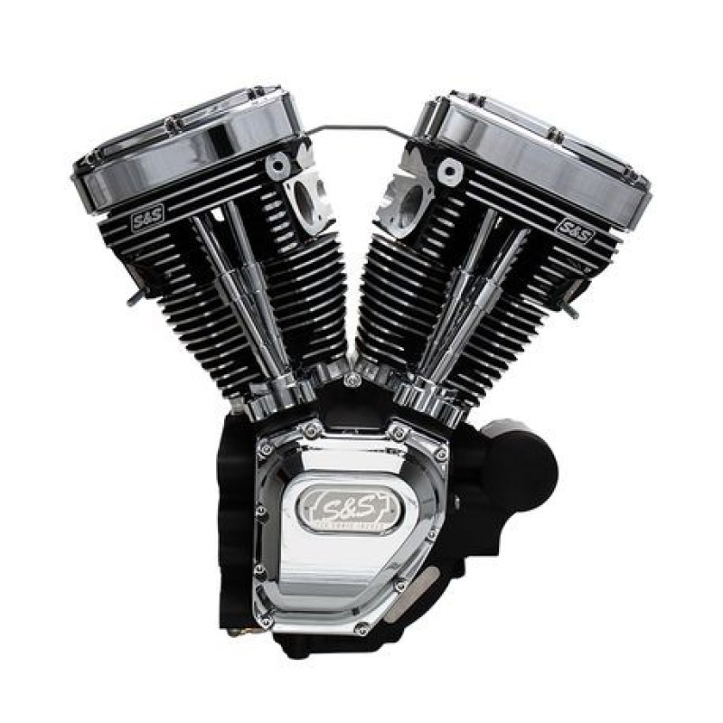 S&S Cycle 07-16 Touring Models T124 T-Series Long Block High Compression Engine - Wrinkle Black - 310-0400A