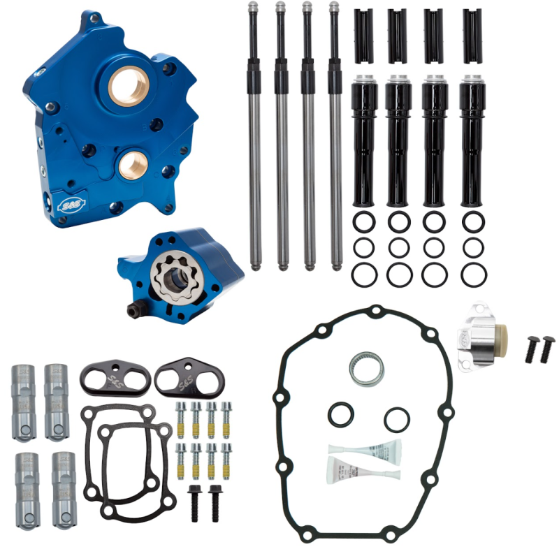 S&S Cycle 2017+ M8 Water Cooled Models Cam Chest Kit w/o Cam - Black Pushrod Tubes & Chain Tensioner - 310-1264