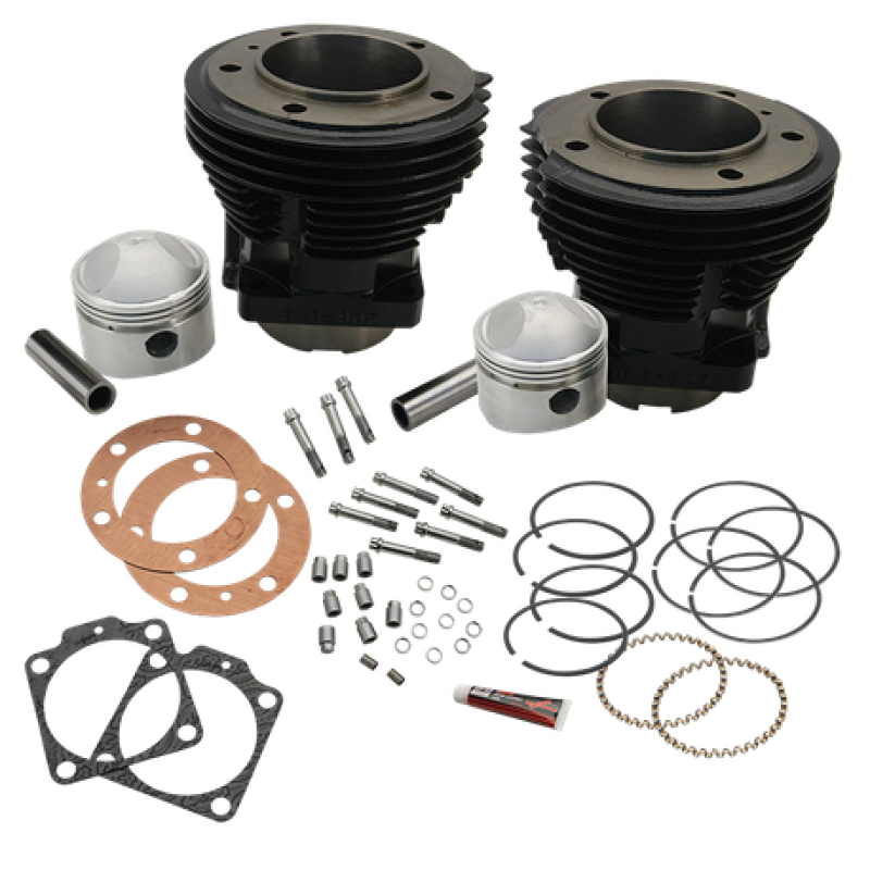 S&S Cycle 66-84 3-7/16in x Up To 4-3/4in Stroke Cylinder Kit - Gloss Black - 91-9017
