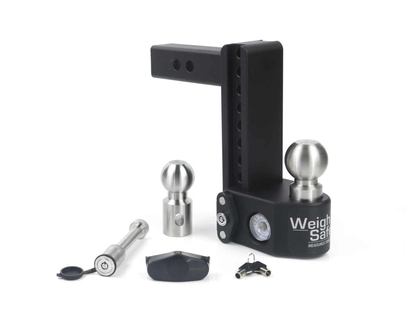 Weigh Safe 8in Drop Hitch w/Built-in Scale & 2in Shank (10K/15K GTWR) w/WS05 - Steel - SWS8-2-KA