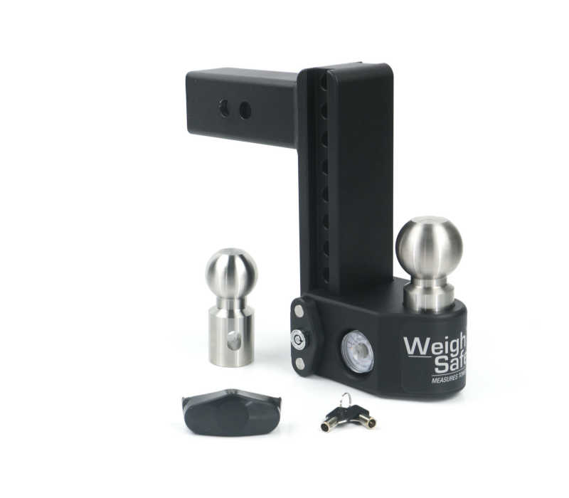 Weigh Safe 8in Drop Hitch w/Built-in Scale & 2.5in Shank (10K/22K GTWR) - Steel - SWS8-2.5