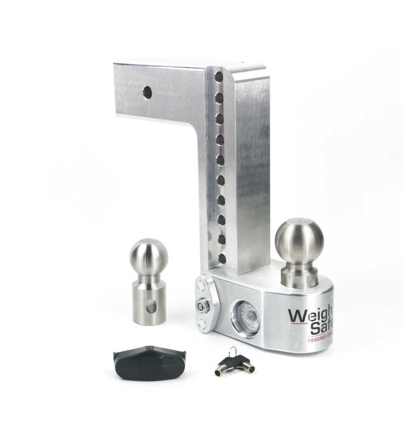 Weigh Safe 10in Drop Hitch w/Built-in Scale & 3in Shank (10K/21K GTWR) - Aluminum - WS10-3