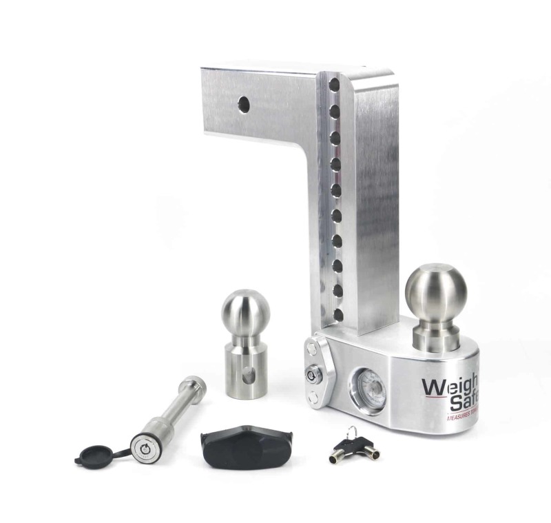 Weigh Safe 10in Drop Hitch w/Built-in Scale & 3in Shank (10K/21K GTWR) w/WS05 - Aluminum - WS10-3-KA