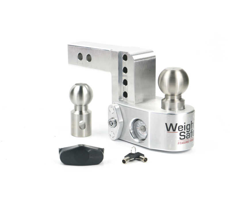 Weigh Safe 4in Drop Hitch w/Built-In Scale & 2in Shank (10K/12.5K GTWR) - Aluminum - WS4-2