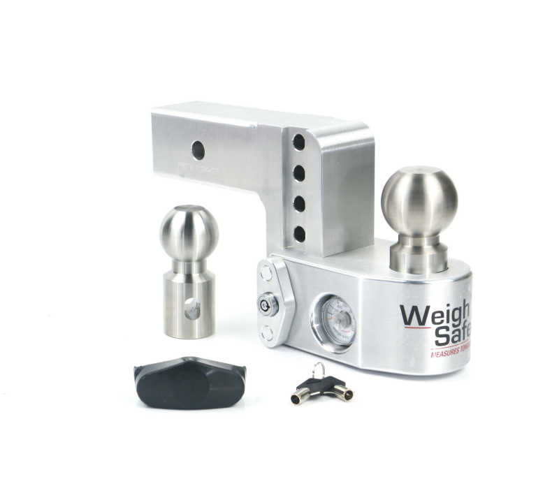 Weigh Safe 4in Drop Hitch w/Built-in Scale & 2.5in Shank (10K/18.5K GTWR) - Aluminum - WS4-2.5