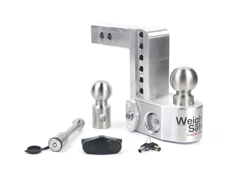 Weigh Safe 6in Drop Hitch w/Built-in Scale & 2in Shank (10K/12.5K GTWR) w/WS05 - Aluminum - WS6-2-KA