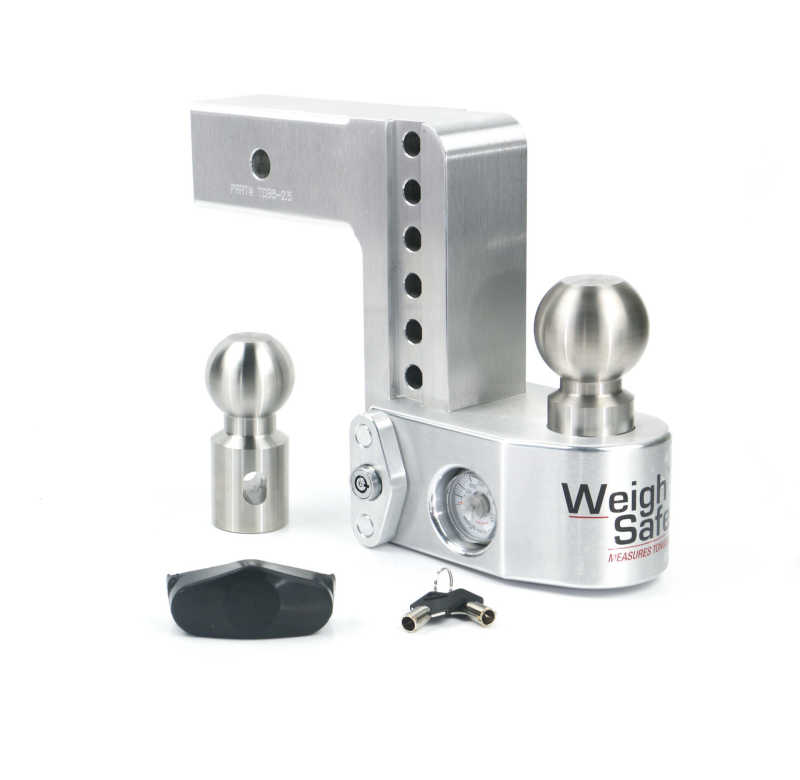 Weigh Safe 6in Drop Hitch w/Built-in Scale & 2.5in Shank (10K/18.5K GTWR) - Aluminum - WS6-2.5