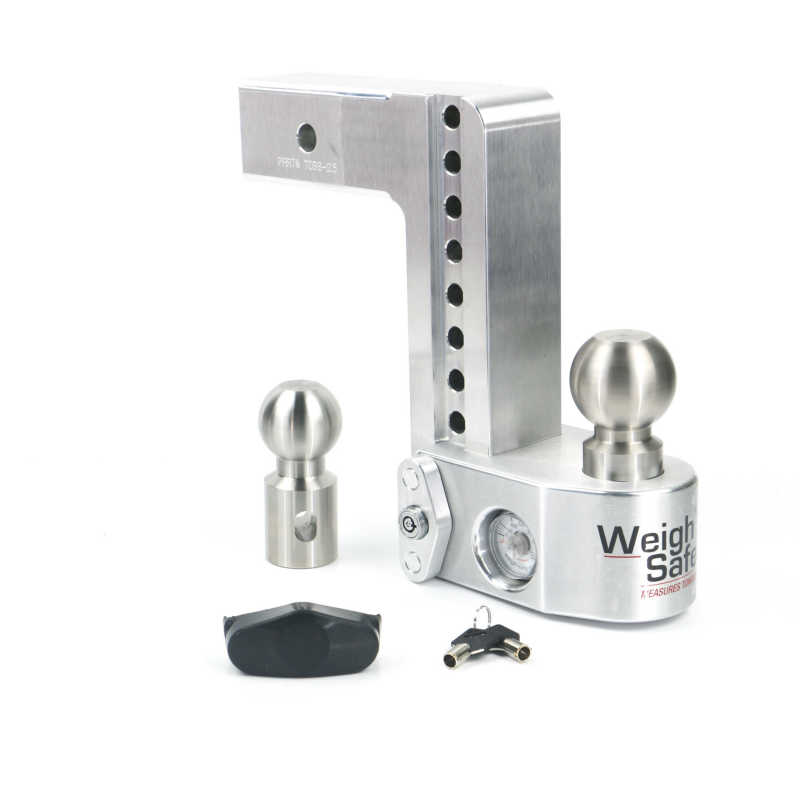 Weigh Safe 8in Drop Hitch w/Built-in Scale & 2.5in Shank (10K/18.5K GTWR) - Aluminum - WS8-2.5