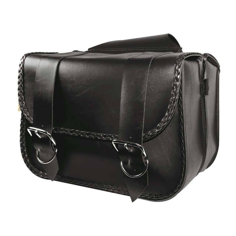 Willie & Max Universal Braided Straight Saddlebags (14.5 in L x 12 in W x 5.5 in H) - Black - 58330-20