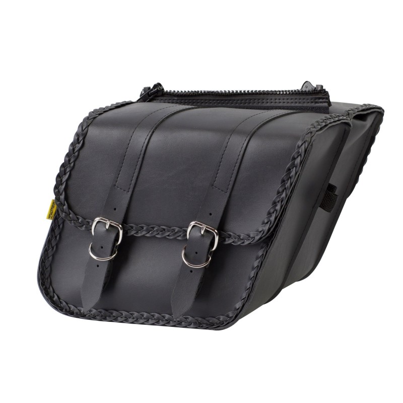 Willie & Max Universal Braided Compact Slant Saddlebags (12 in L x 9.5 W x 5.5 in H) - Black - 58707-20