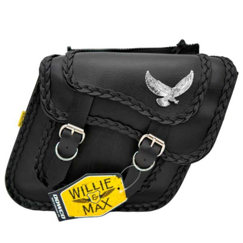 Willie & Max Universal Black Magic Compact Slant Saddlebags (12 in L x 9.5 in W x 5.5 in H) - Black - 58708-20