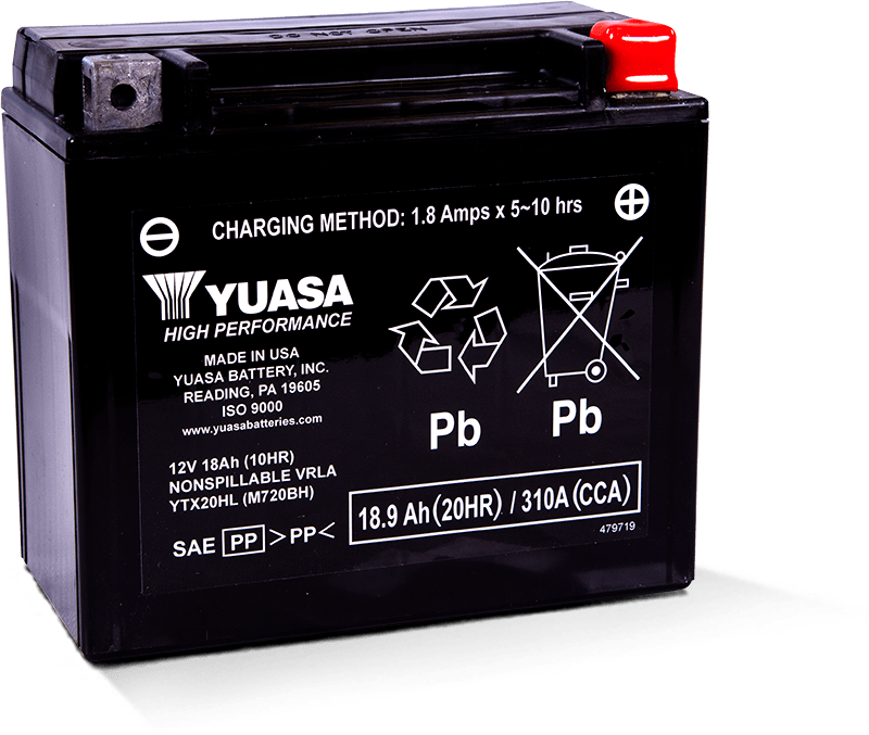 Yuasa YTX20HL Maintenance Free AGM 12 Volt Battery - YUAM720BH