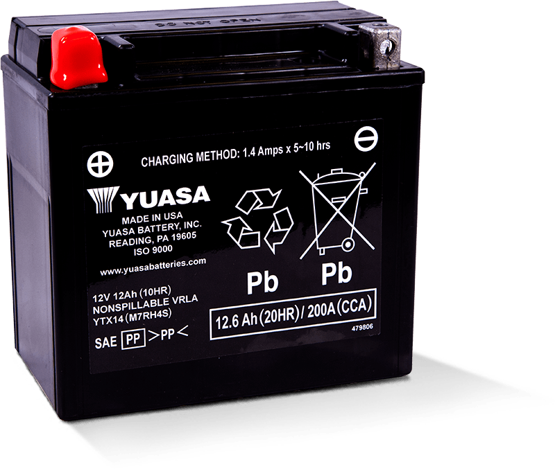 Yuasa YTX14 Maintenance Free AGM 12 Volt Battery - YUAM7RH4S