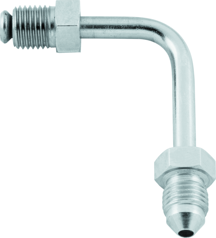 Twin Power Chrome Brake Fitting Male 3/8-24 Inverted Flare to AN-3 Male 90 Degree Adaptor Tube Short - 035966