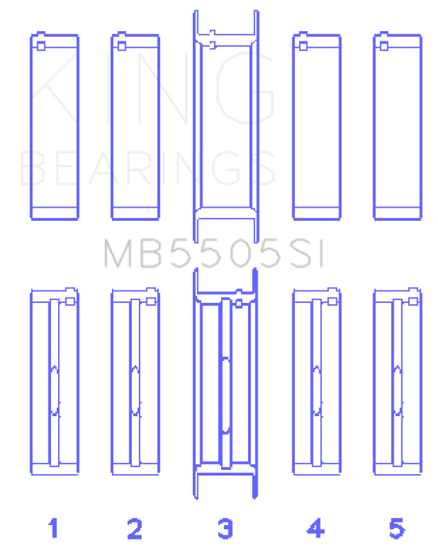 King Engine Bearings Ford 351ci/400ci 16V Main Bearing Set (Size 030) - Set Of 10 - MB5505SI030