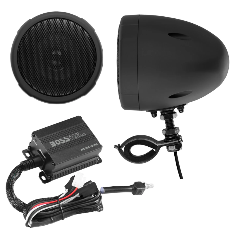 Boss Audio Systems Motorcycle Speaker Amplifier/ Bluetooth/ 3in Speakers Pair- Black - MCBK420B