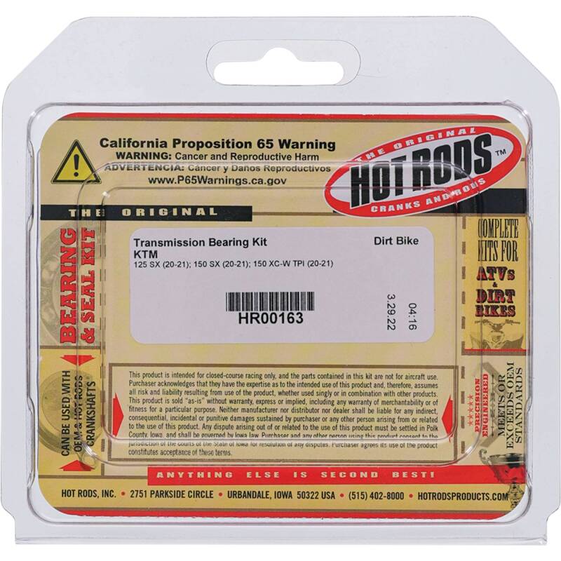 Hot Rods 20-21 KTM 125 SX 125cc Transmission Bearing Kit - HR00163