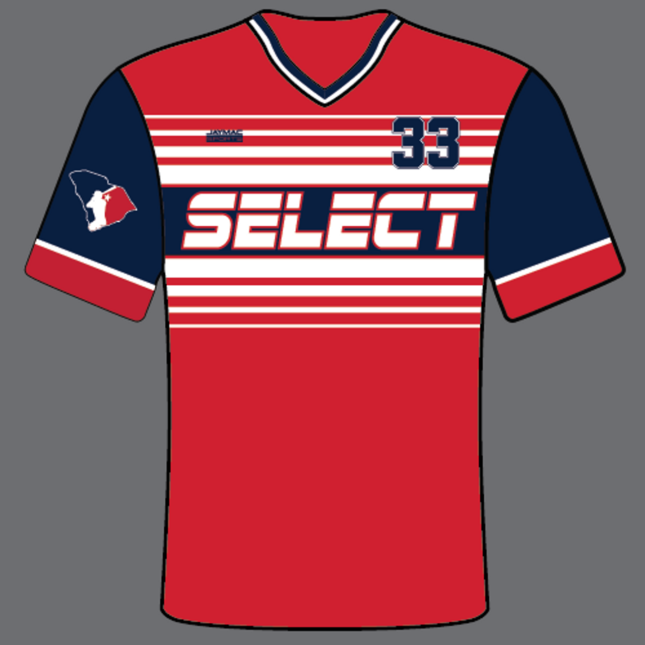 SC Select Baseball Jersey - Red Striped Design - JayMac Sports Products