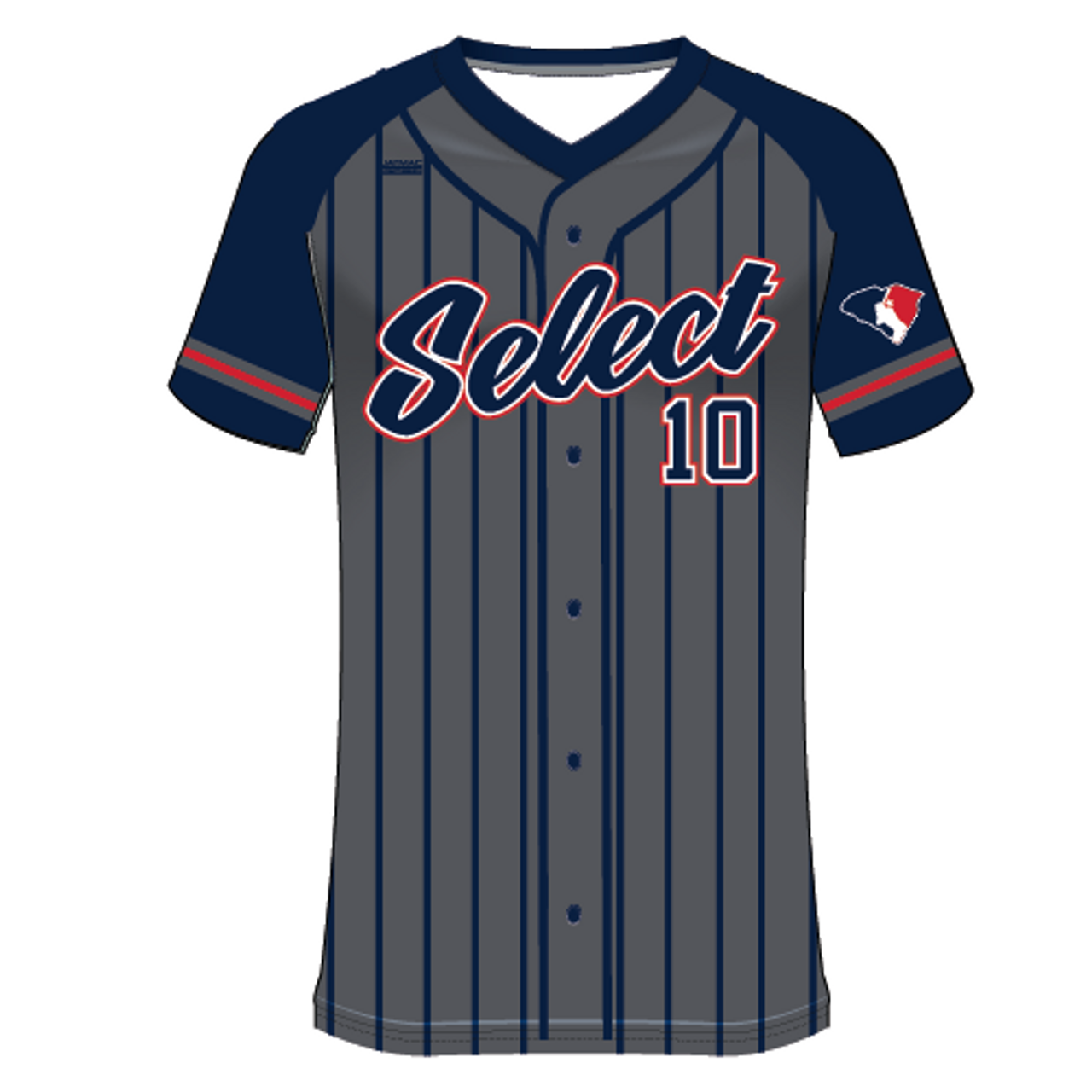 SC Select Baseball Jersey - Red Striped Design