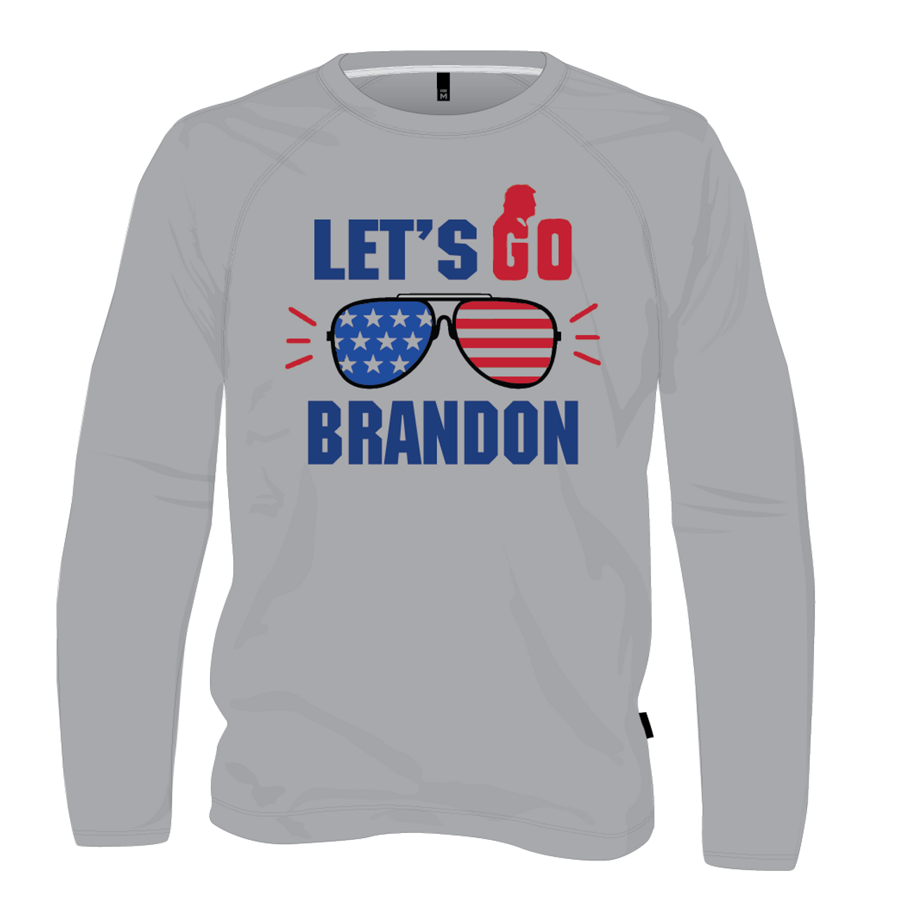 Let's Go Brandon Long Sleeve Dry Fit T Shirt - Gray - JayMac