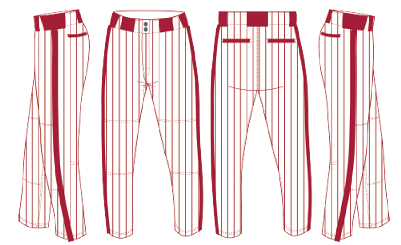 Bama Crimson Pinstripe Baseball Pants Piped