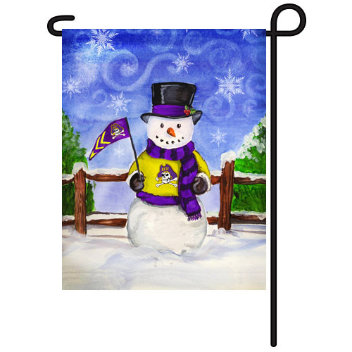 East Carolina Snowman Garden Flag