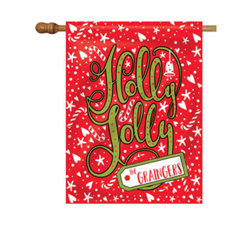 Holly Jolly Personalized House Flag