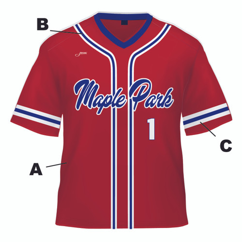 SC Select Baseball Jersey - Red Striped Design - JayMac Sports Products