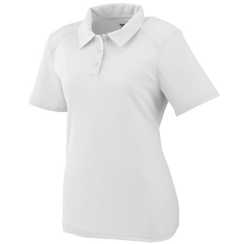 100% polyester wicking textured knit * Wicks Moisture * Ladies' fit * Heat sealed label * Self-fabric collar * Box-stitched placket * Three matching buttons with cross-stitching * Topstitched armholes and forward shoulder seams * Set-in sleeves