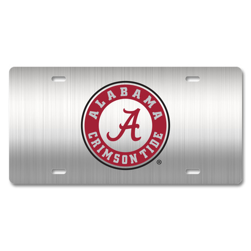 Alabama Metal License Plate - Circle A Silver