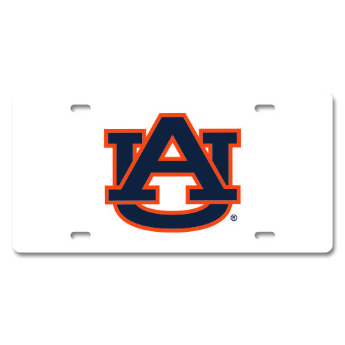 Auburn Metal License Plate - White