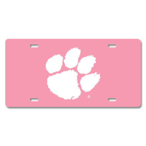 Clemson Metal License Plate - Pink