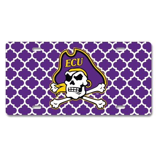 East Carolina Metal License Plate - Quatrafoil