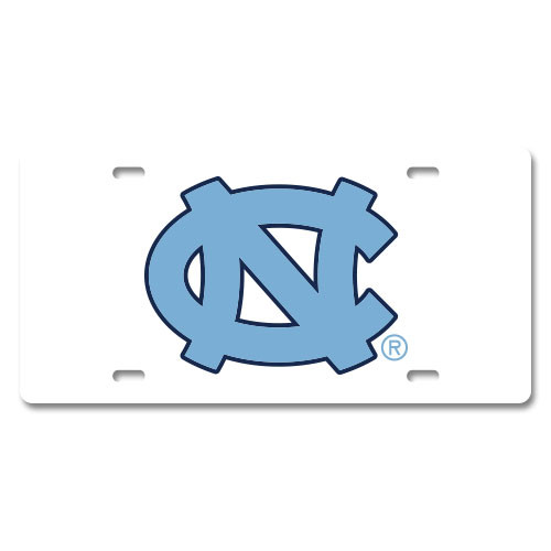 UNC Metal License Plate - White