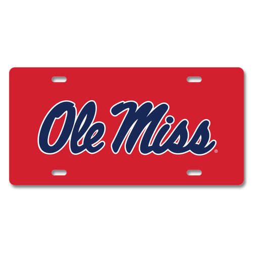 Ole Miss Metal License Plate - Red