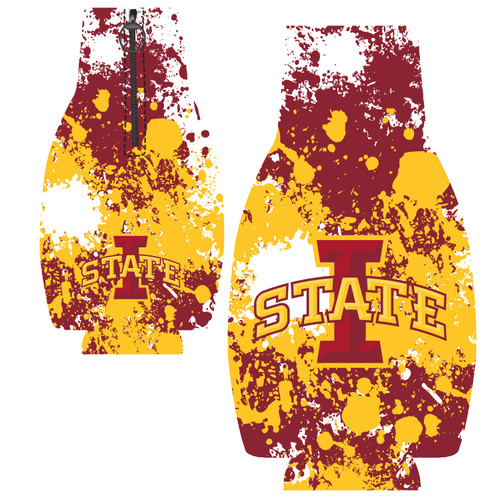 Iowa State Bottle Coozie - Splatter