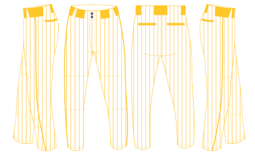 Athletic Gold Pinstripe Baseball Pants Full Length