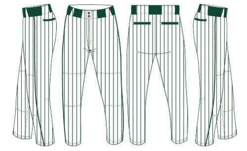 Hunter Green Pinstripe Baseball Pants Full Length