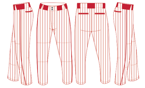 Red Pinstripe Baseball Pants Full Length