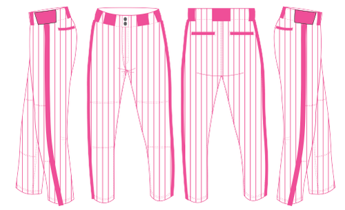 Pink Pinstripe Baseball Pants Piped