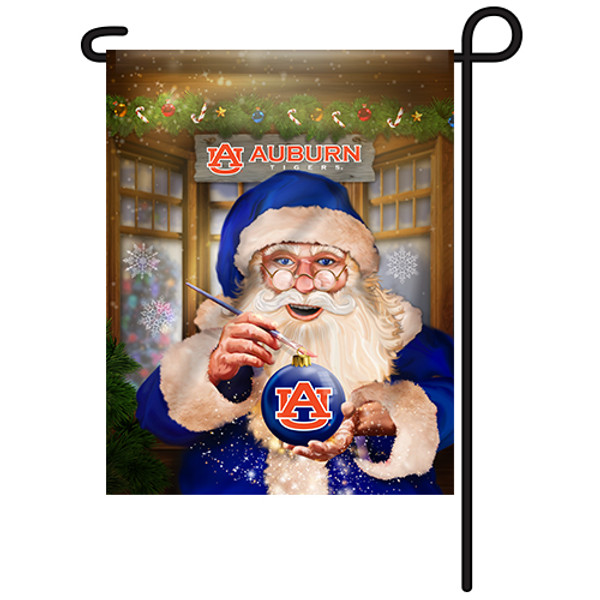 Auburn Santa with Ornament Garden Flag