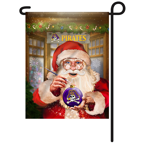 East Carolina Santa with Ornament Garden Flag